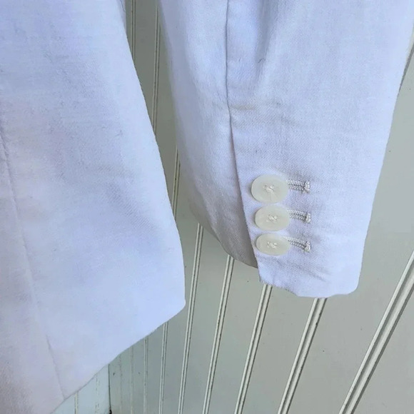 Banana Republic Blazer Womens  White Linen Blend Lightweight Butron Jacket Sz 14 - Picture 6 of 12